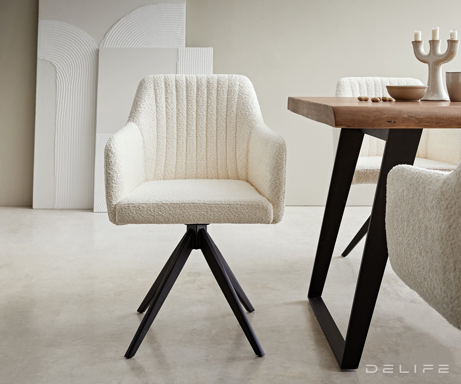 Blagovaonska stolica Greg, Materijal: Boucle