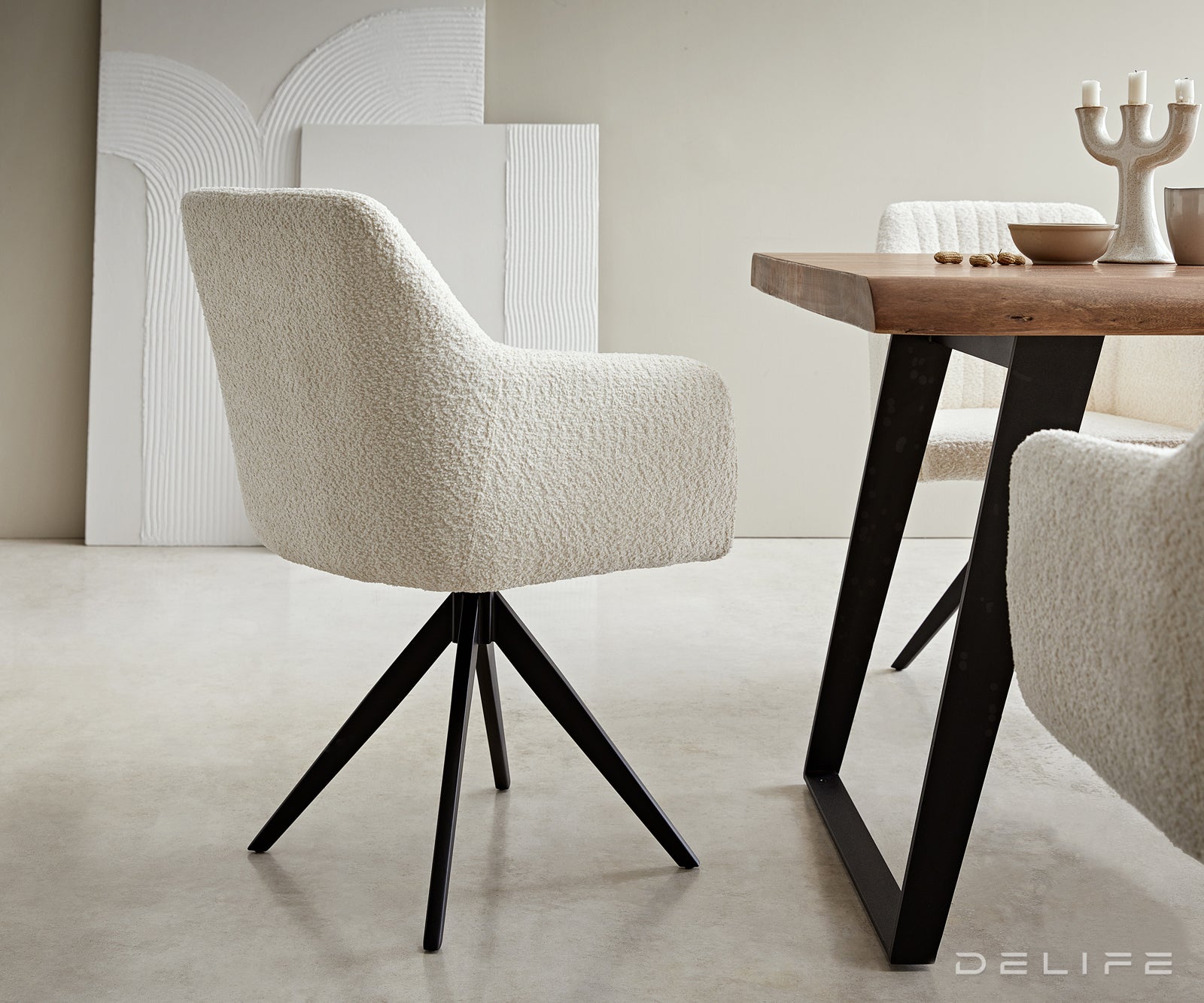 Blagovaonska stolica Greg, Materijal: Boucle