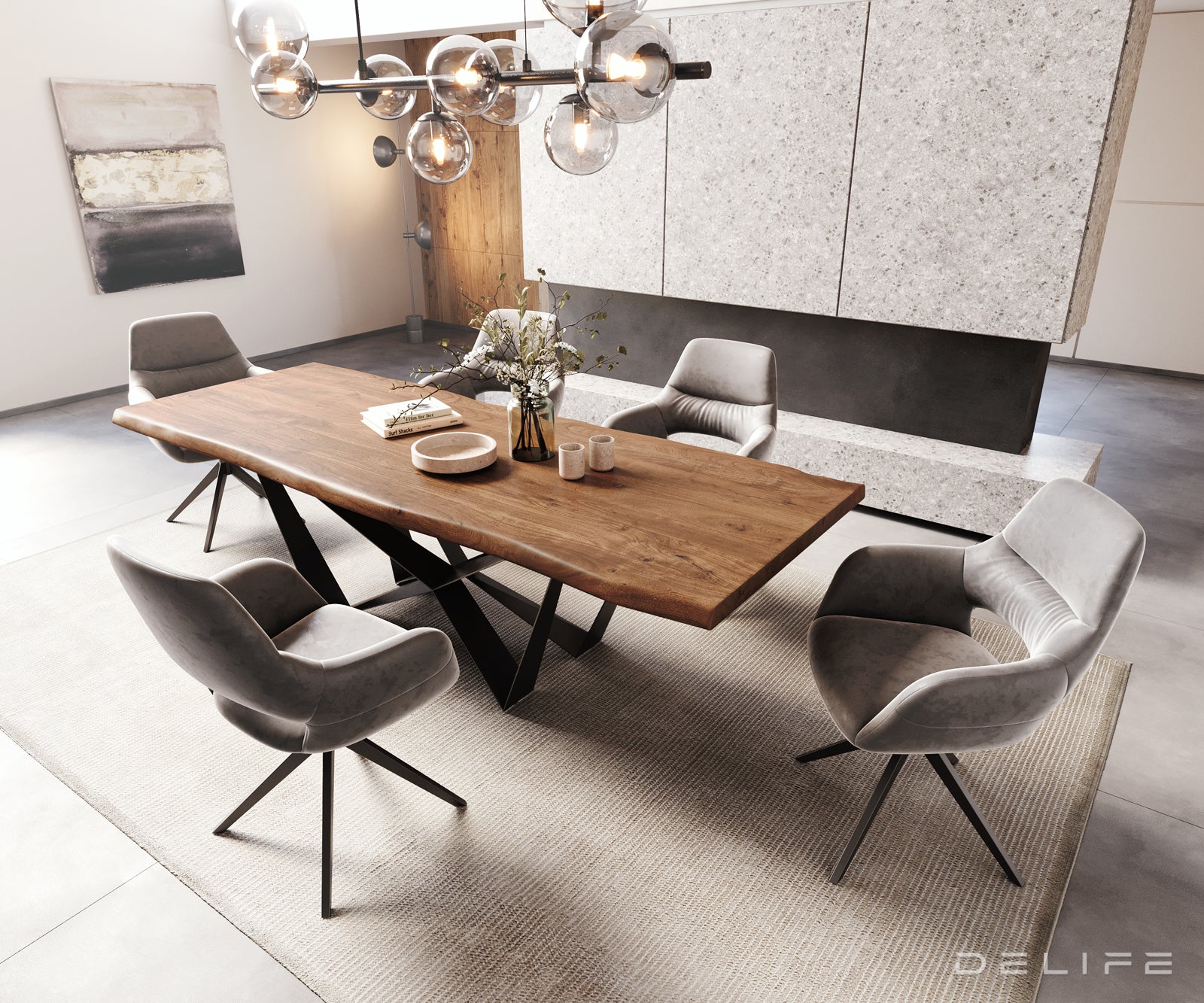 Blagovaonski stol Edge, Materijal: Bagrem, Debljina ploče: 5,5cm