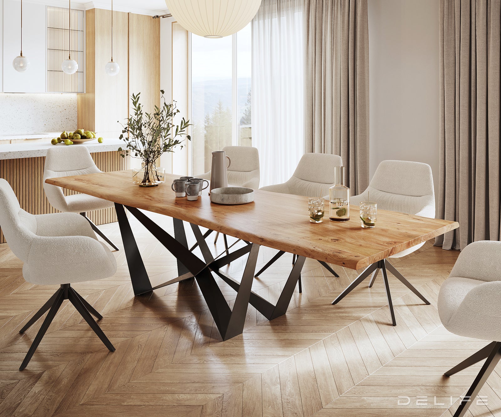 Blagovaonski stol Edge, Materijal: Bagrem, Debljina ploče: 3,5cm