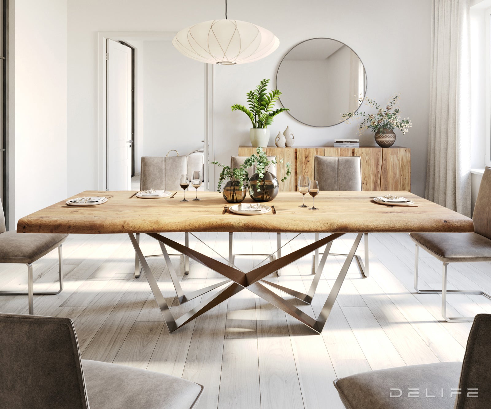 Blagovaonski stol Edge, Materijal: Bagrem, Debljina ploče: 5,5cm