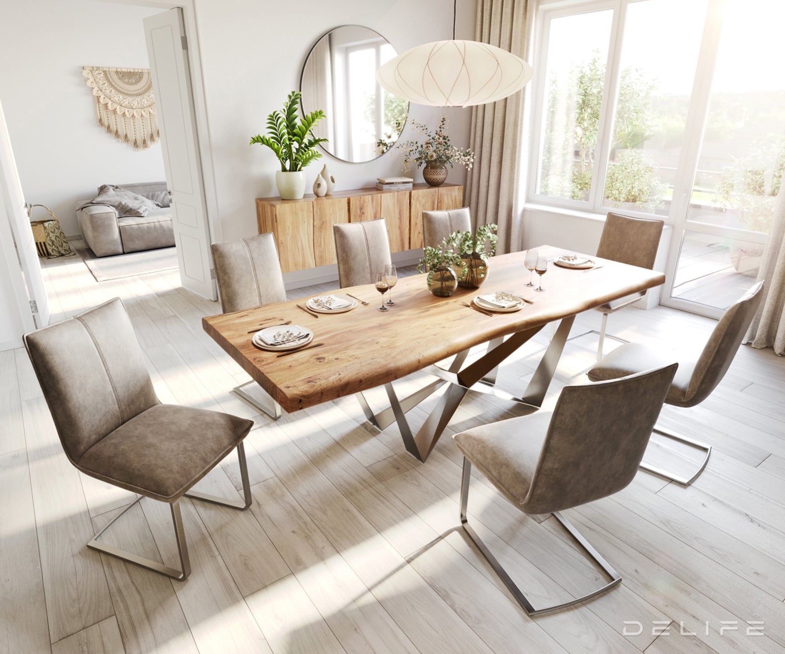 Blagovaonski stol Edge, Materijal: Bagrem, Debljina ploče: 5,5cm