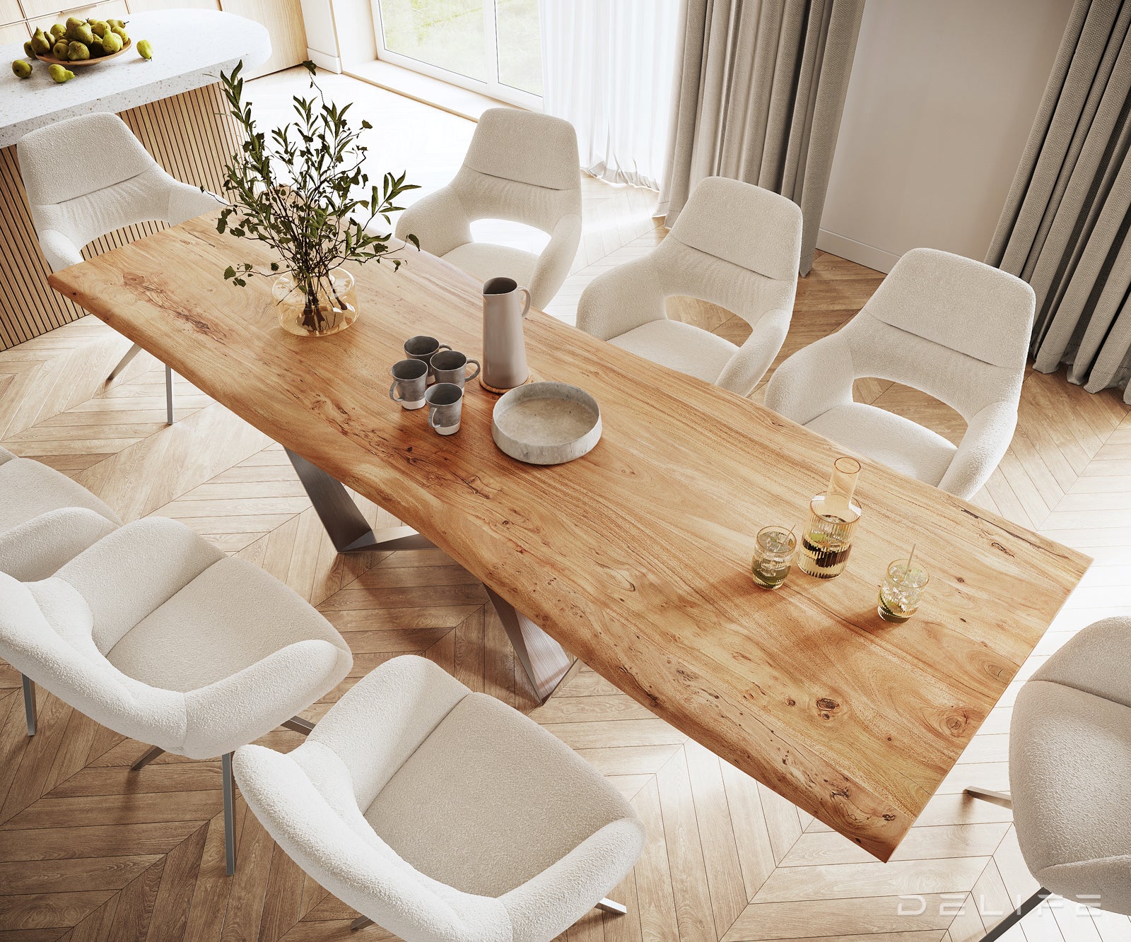 Blagovaonski stol Edge, Materijal: Bagrem, Debljina ploče: 5,5cm