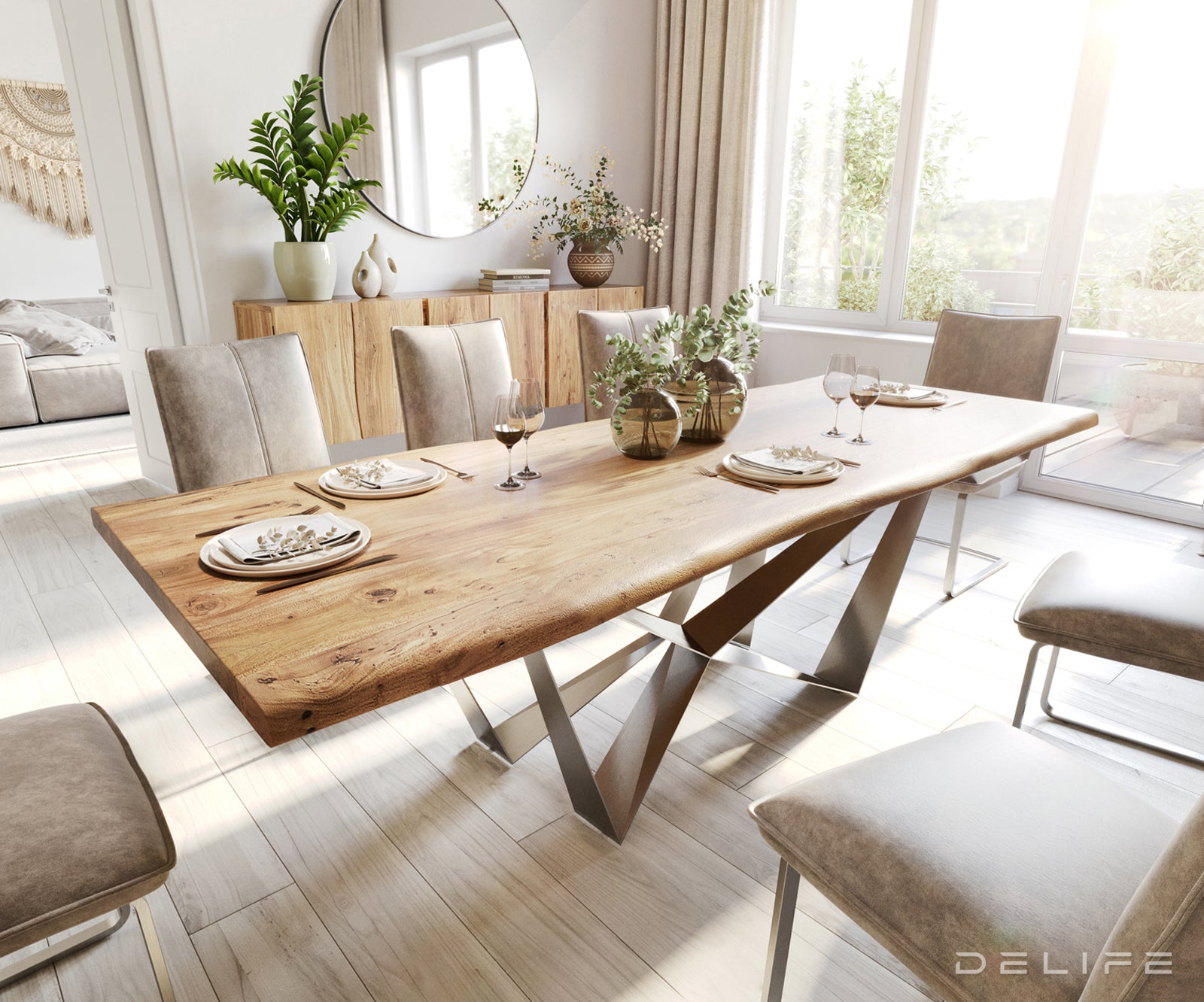 Blagovaonski stol Edge, Materijal: Bagrem, Debljina ploče: 3,5cm