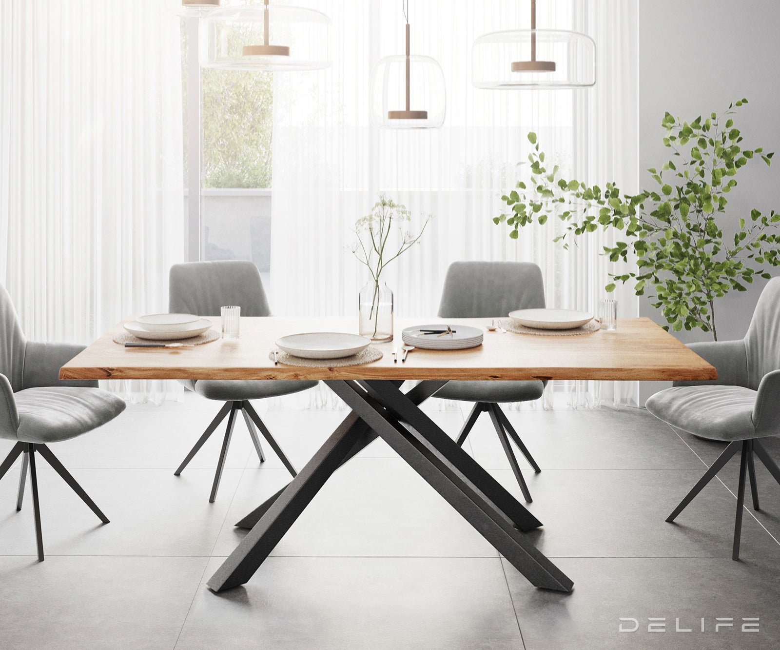 Blagovaonski stol Edge, Materijal: Bagrem, Debljina ploče: 3,5cm