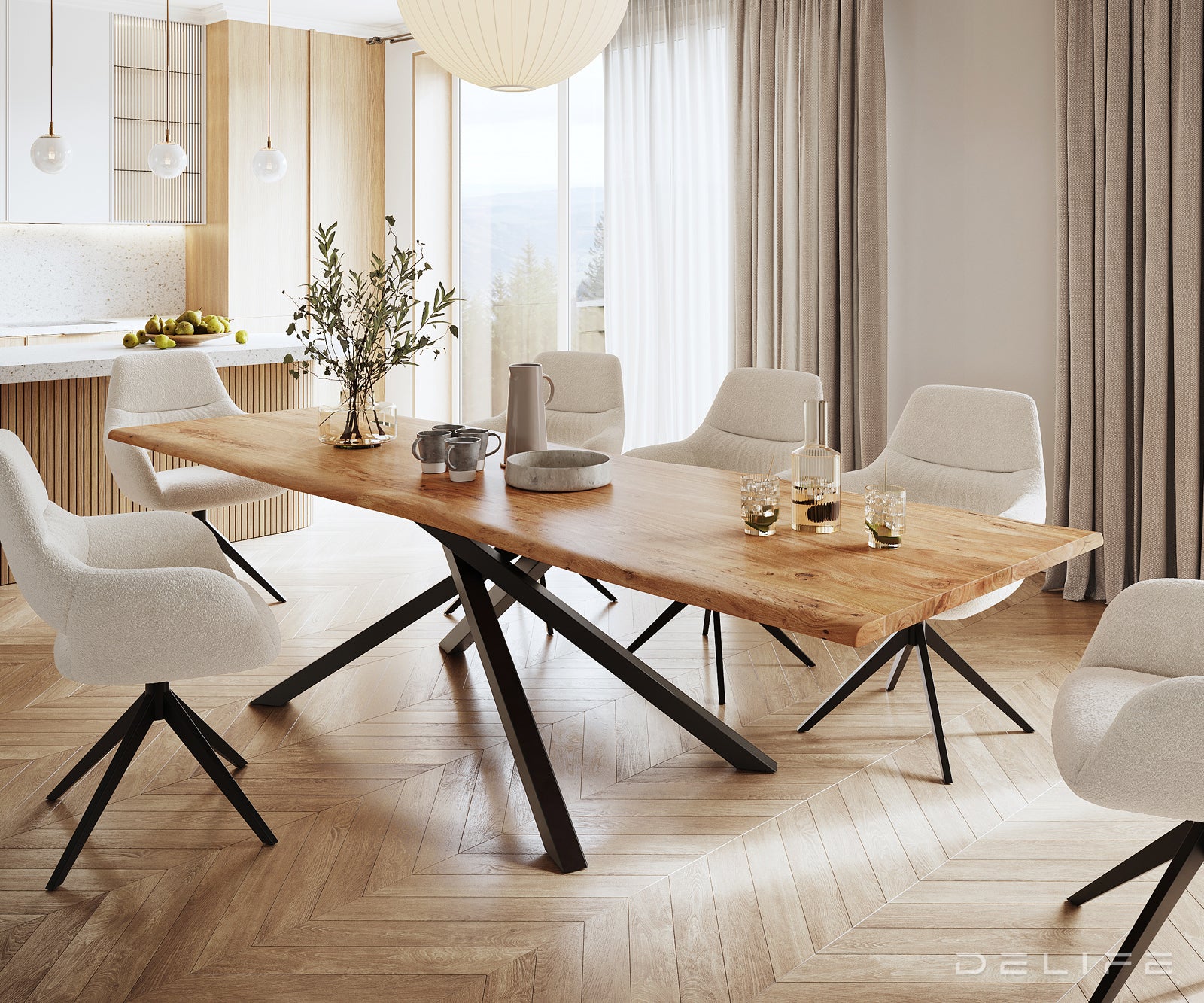 Blagovaonski stol Edge, Materijal: Bagrem, Debljina ploče: 3,5cm