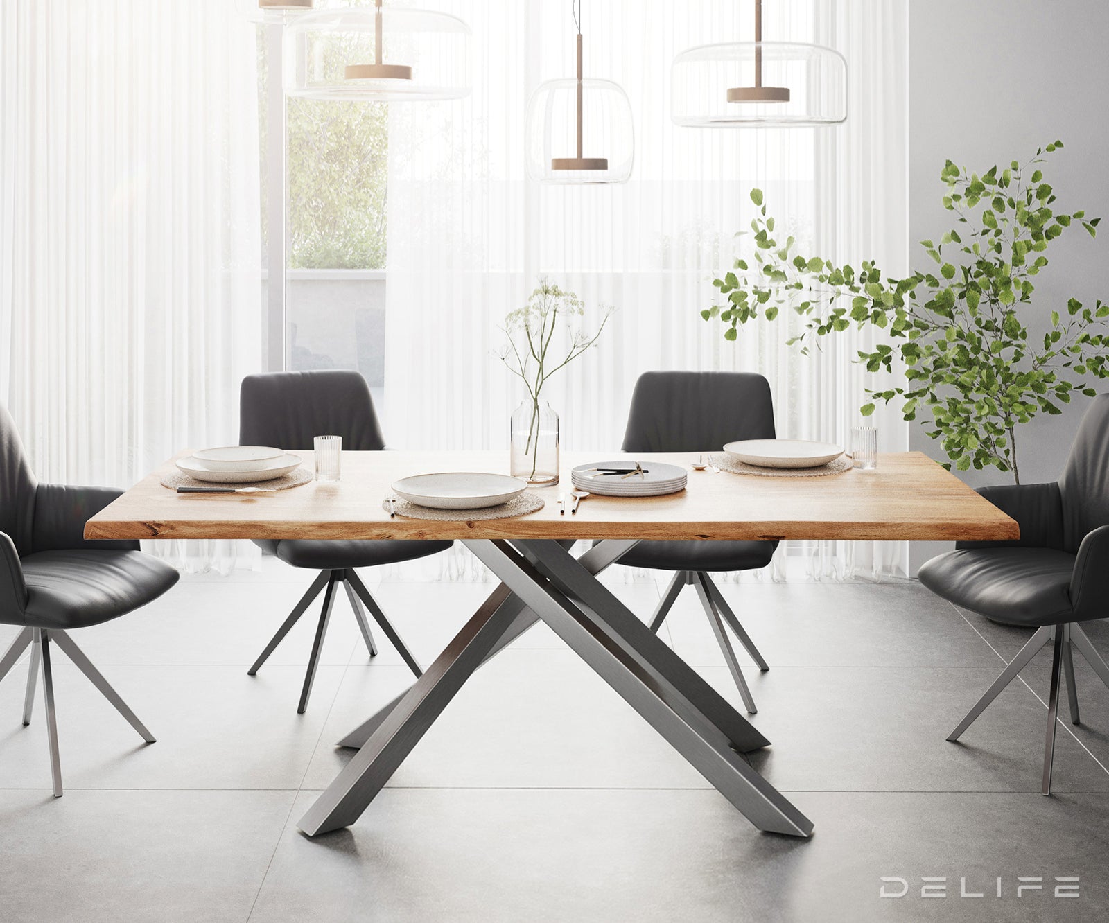 Blagovaonski stol Edge, Materijal: Bagrem, Debljina ploče: 3,5cm