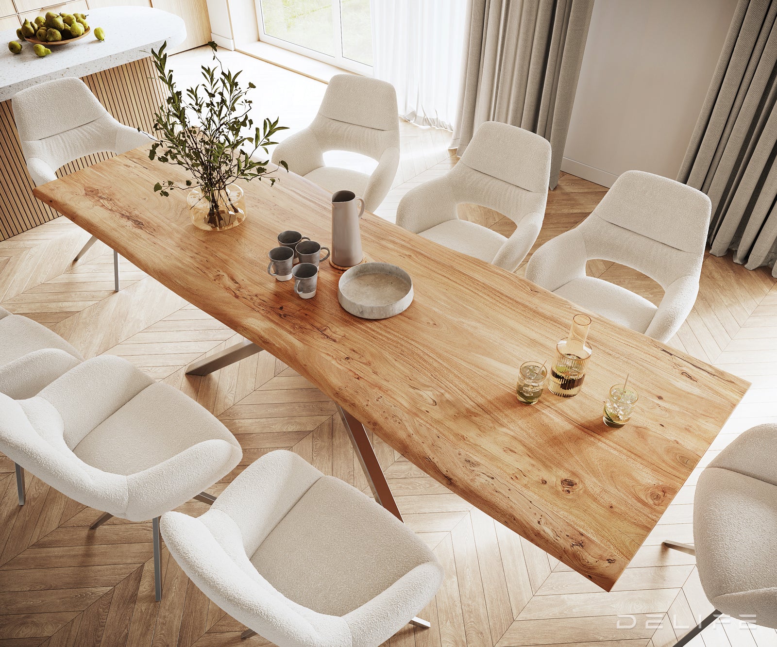 Blagovaonski stol Edge, Materijal: Bagrem, Debljina ploče: 5,5cm