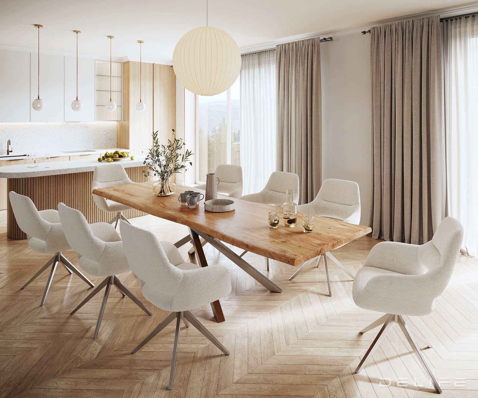 Blagovaonski stol Edge, Materijal: Bagrem, Debljina ploče: 5,5cm