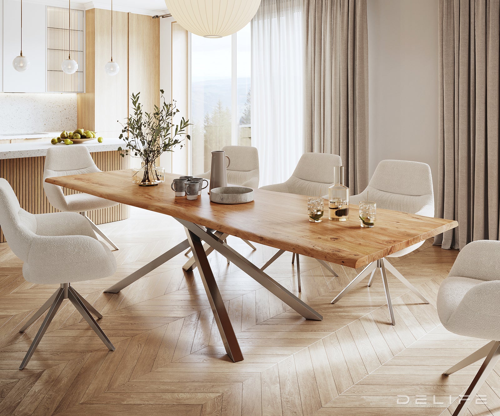 Blagovaonski stol Edge, Materijal: Bagrem, Debljina ploče: 3,5cm