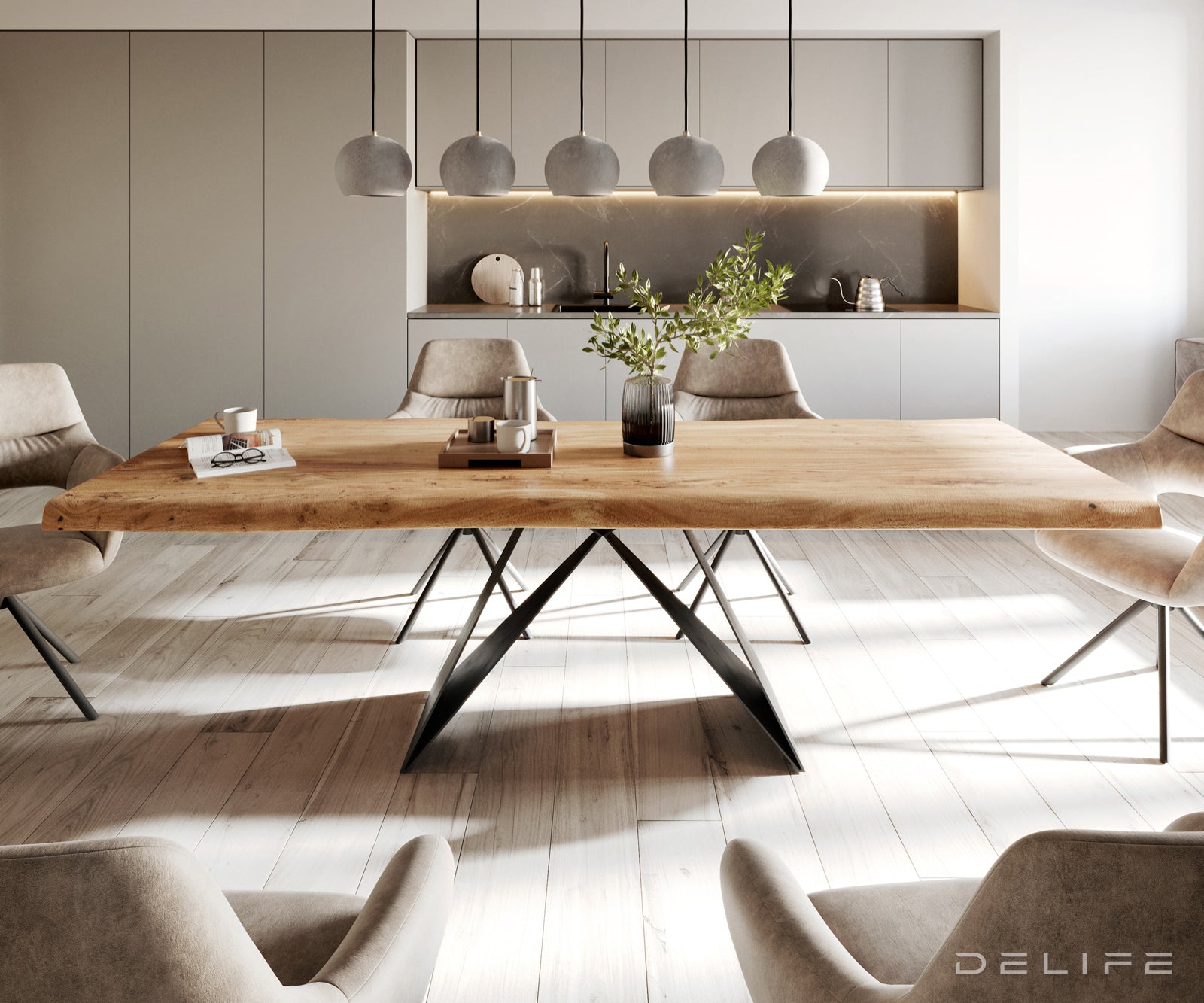 Blagovaonski stol Edge, Materijal: Bagrem, Debljina ploče: 5,5cm