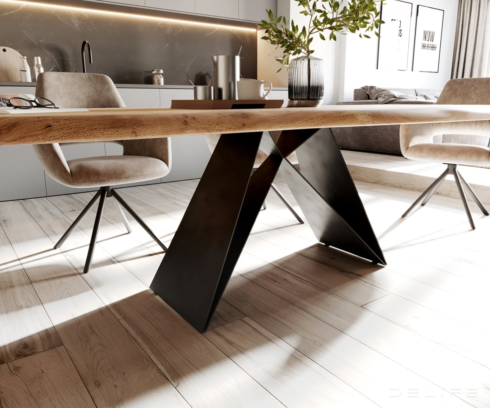 Blagovaonski stol Edge, Materijal: Bagrem, Debljina ploče: 5,5cm