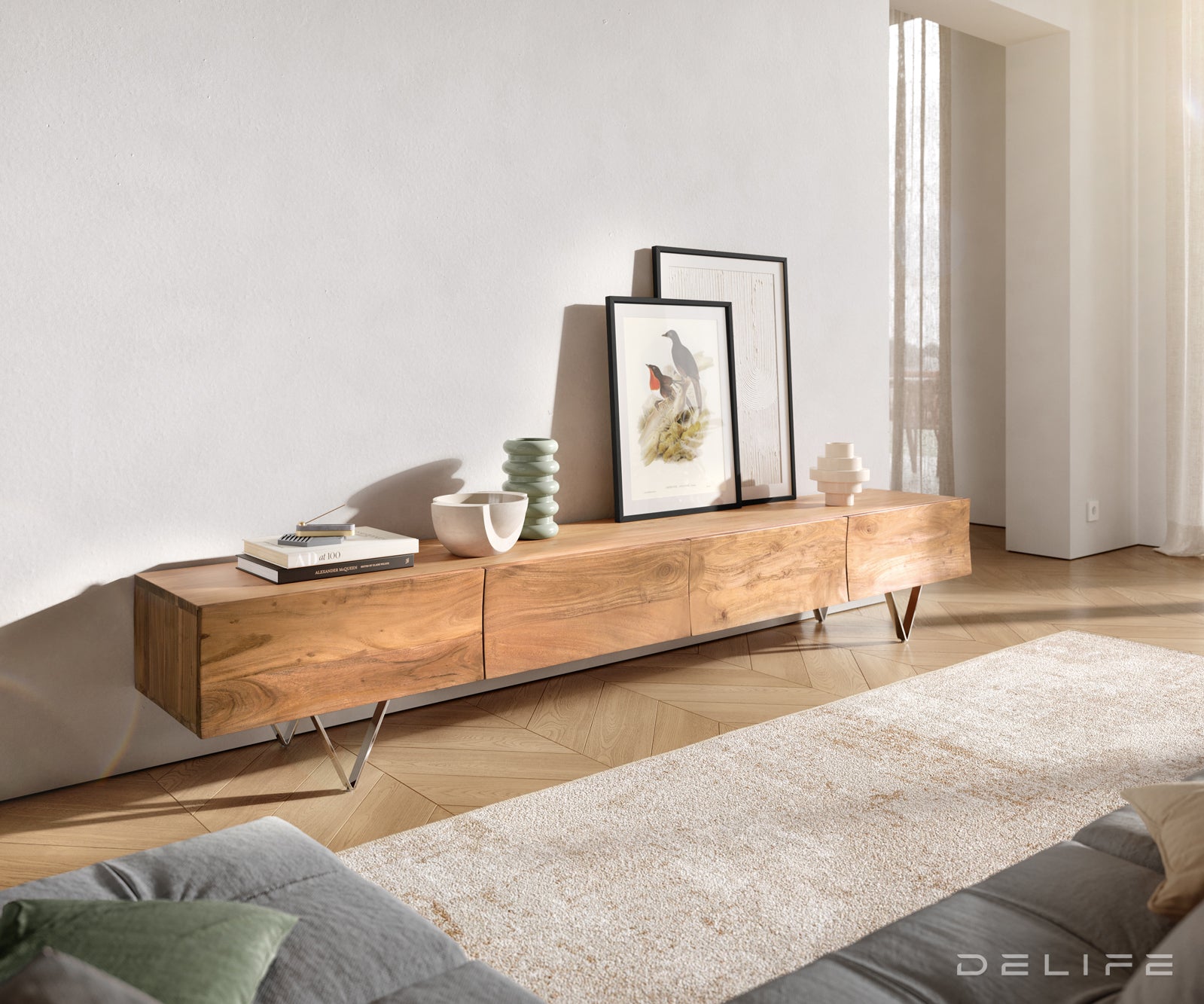 Komoda Wyatt 220x40cm, Materijal: Bagrem