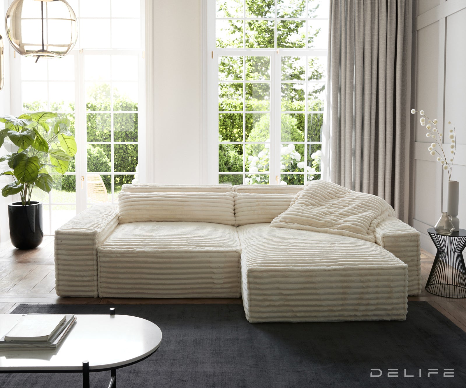 Kutna garnitura Sirpio XL 266x173cm, Materijal: Pliš rebrasta tkanina