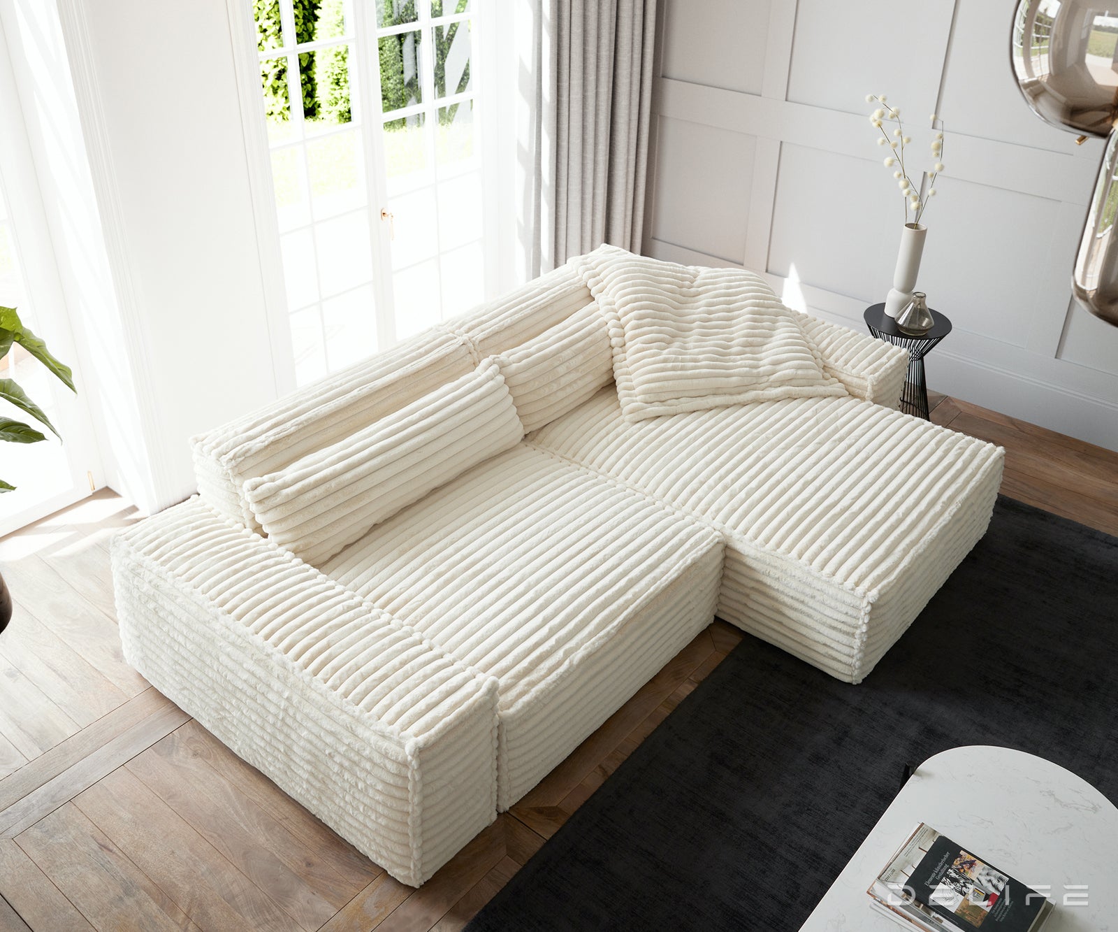 Kutna garnitura Sirpio XL 266x173cm, Materijal: Pliš rebrasta tkanina