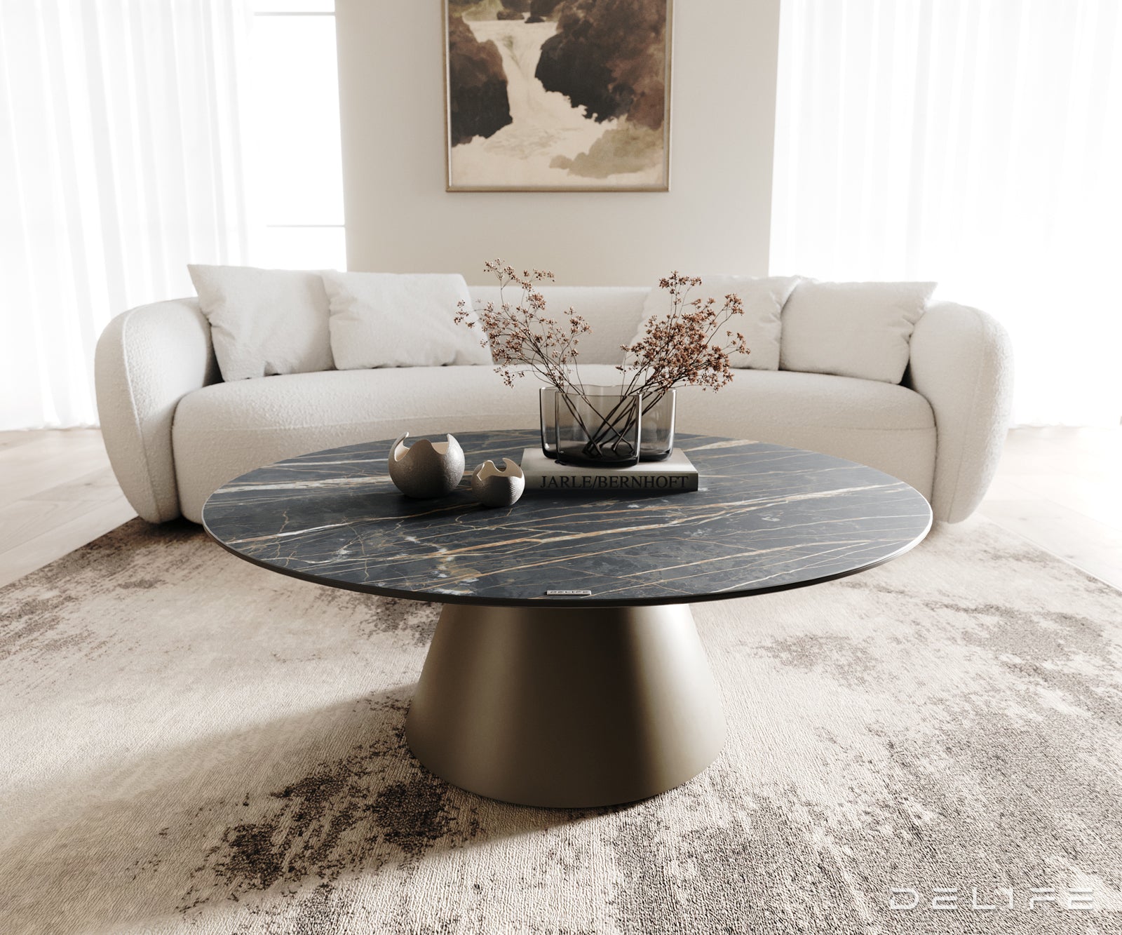 Klub stolić Borna 100x100cm, Materijal: Keramika Laminam Noir Desir