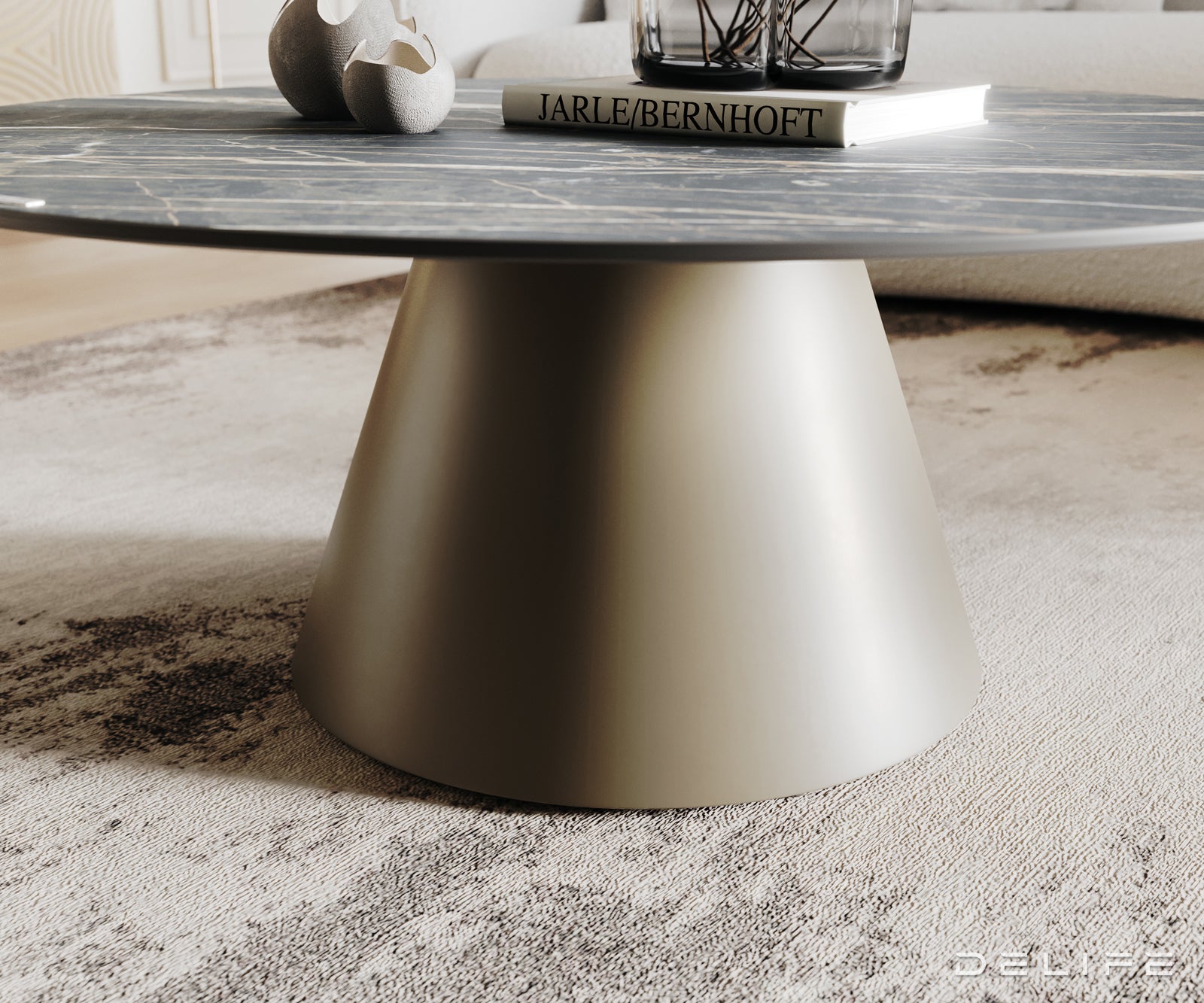 Klub stolić Borna 100x100cm, Materijal: Keramika Laminam Noir Desir