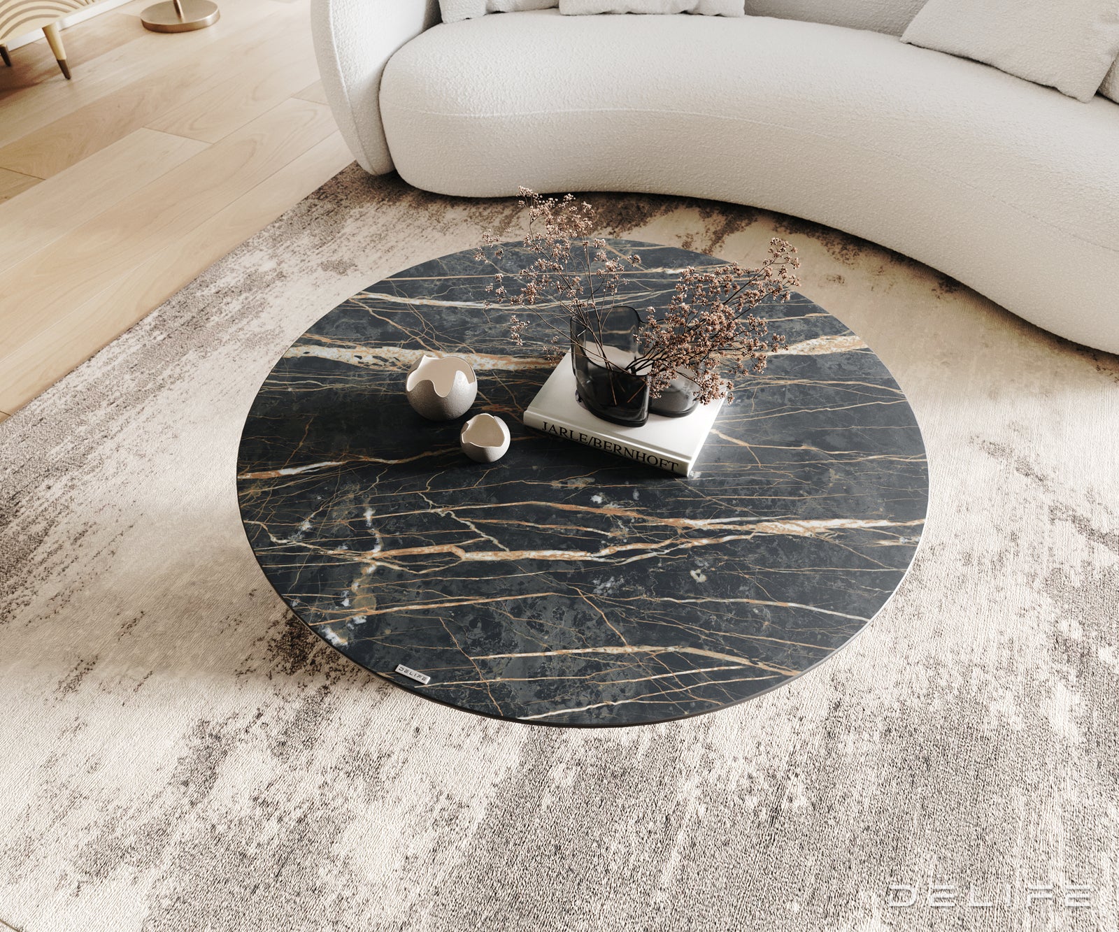 Klub stolić Borna 100x100cm, Materijal: Keramika Laminam Noir Desir