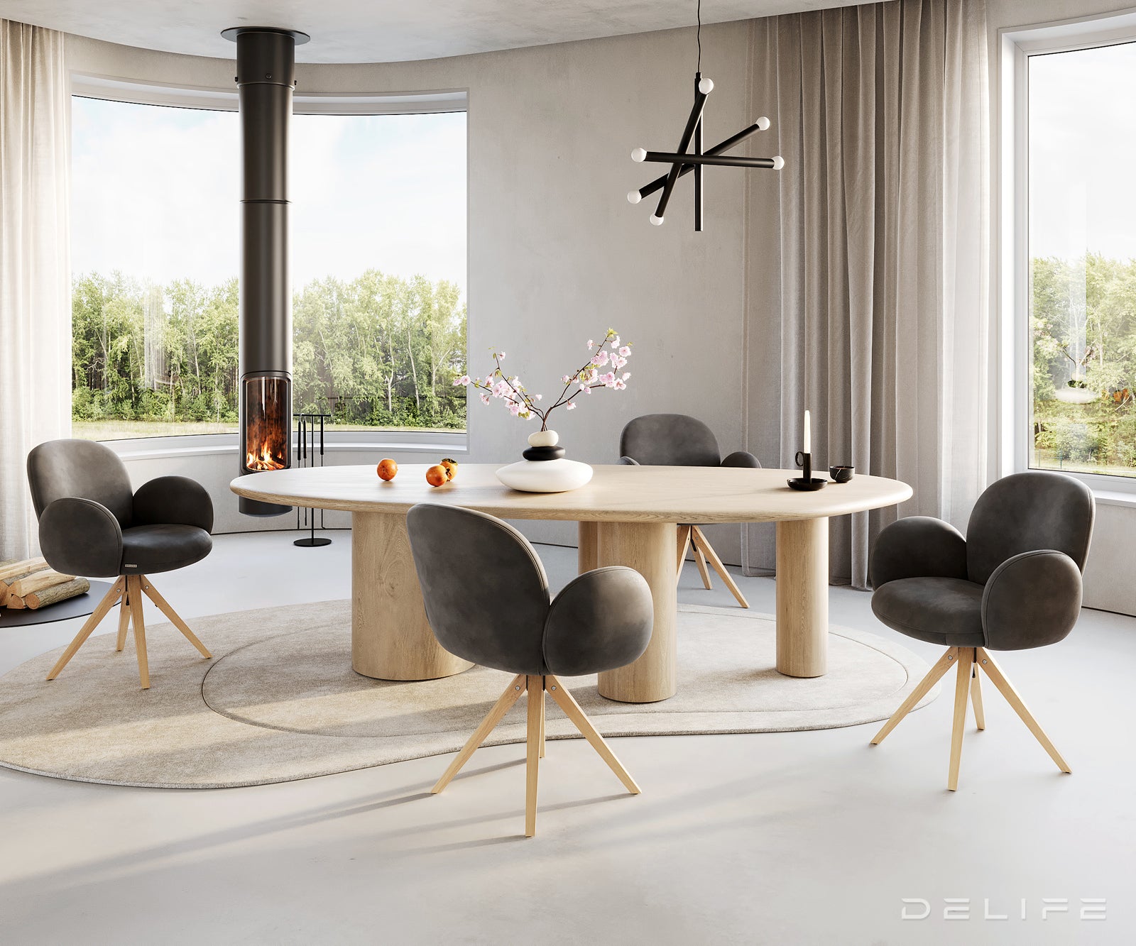 Blagovaonska stolica s rukonaslonom Nube, Materijal: Mikrofibra