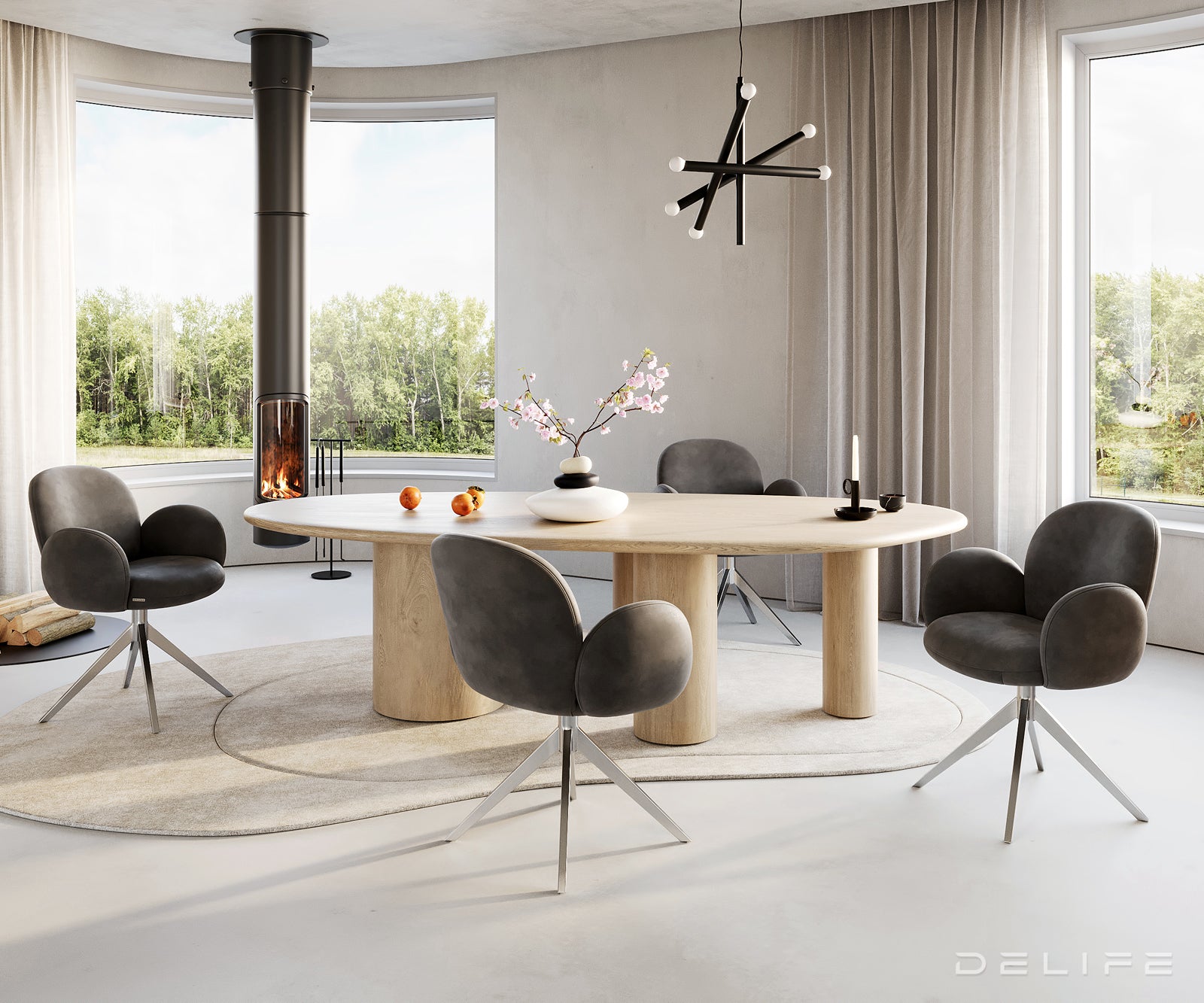 Blagovaonska stolica s rukonaslonom Nube, Materijal: Mikrofibra