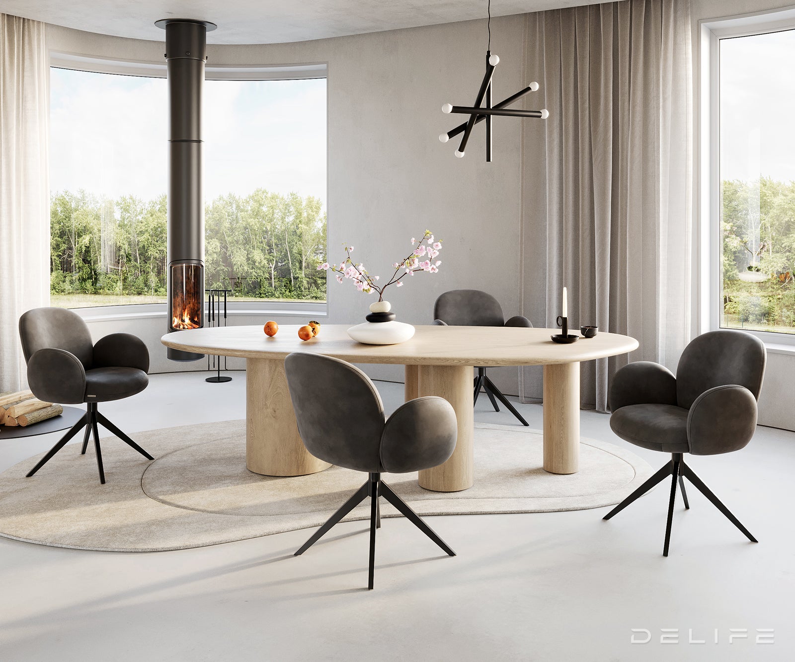 Blagovaonska stolica s rukonaslonom Nube, Materijal: Mikrofibra