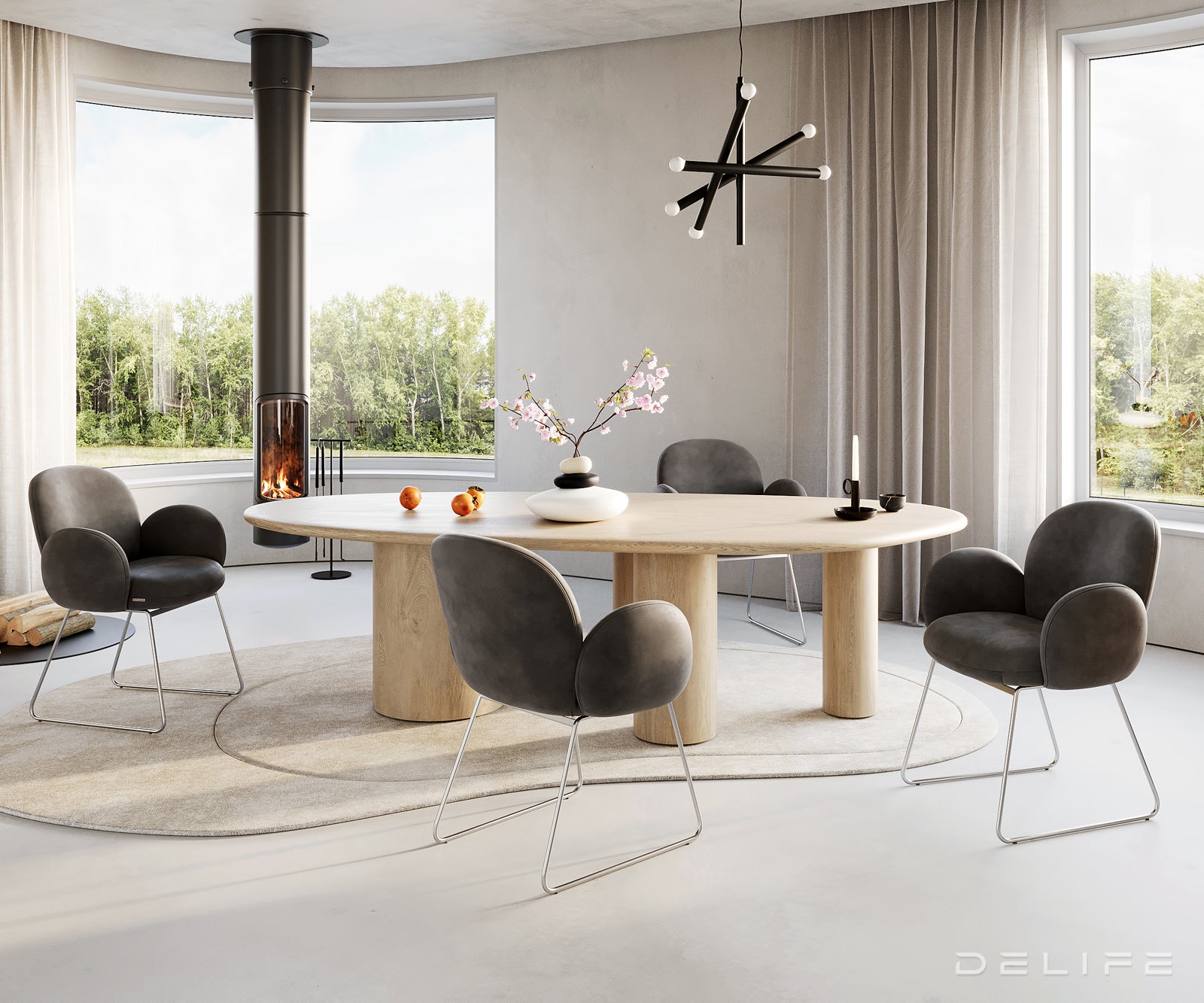 Blagovaonska stolica s rukonaslonom Nube, Materijal: Mikrofibra