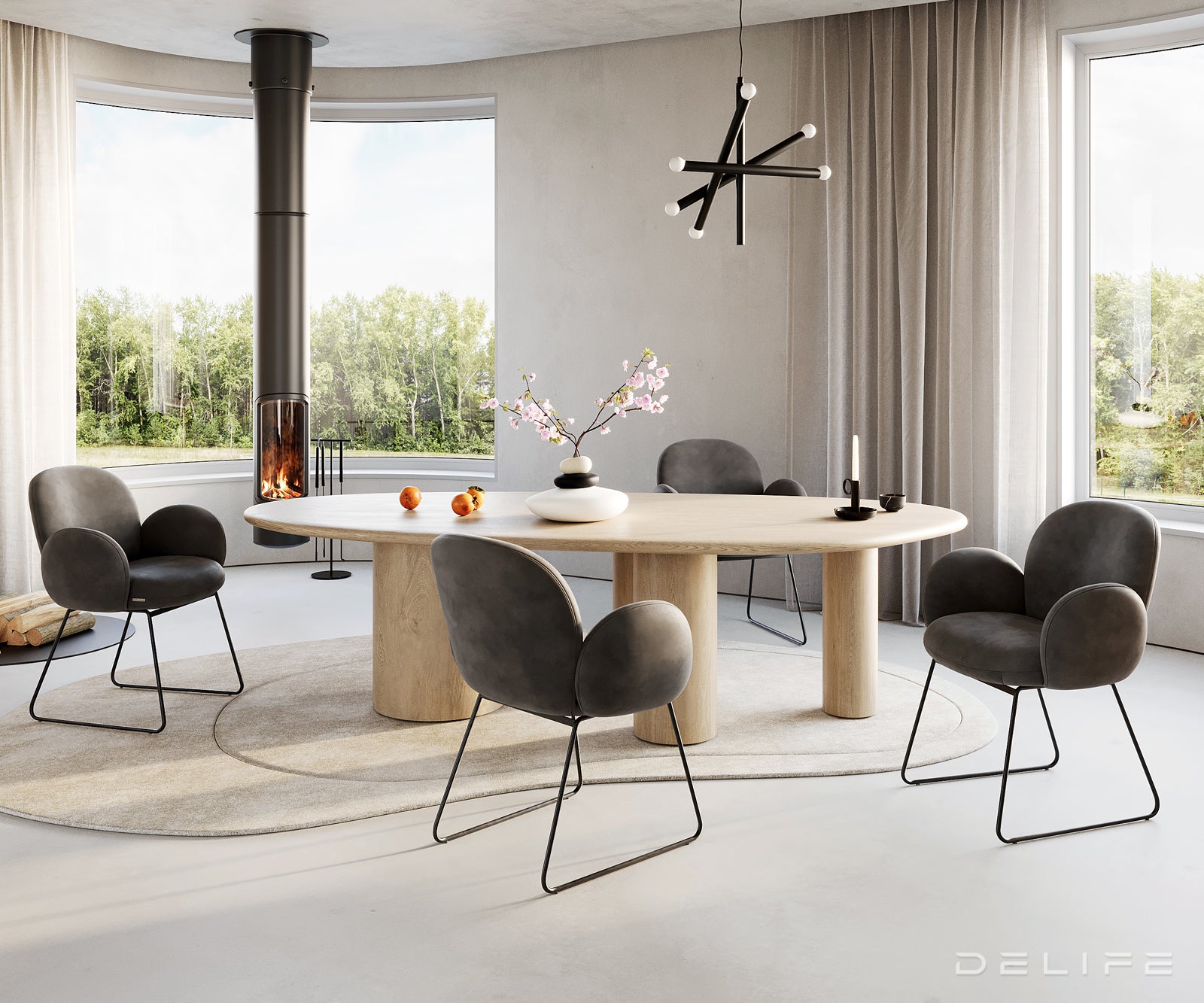 Blagovaonska stolica s rukonaslonom Nube, Materijal: Mikrofibra