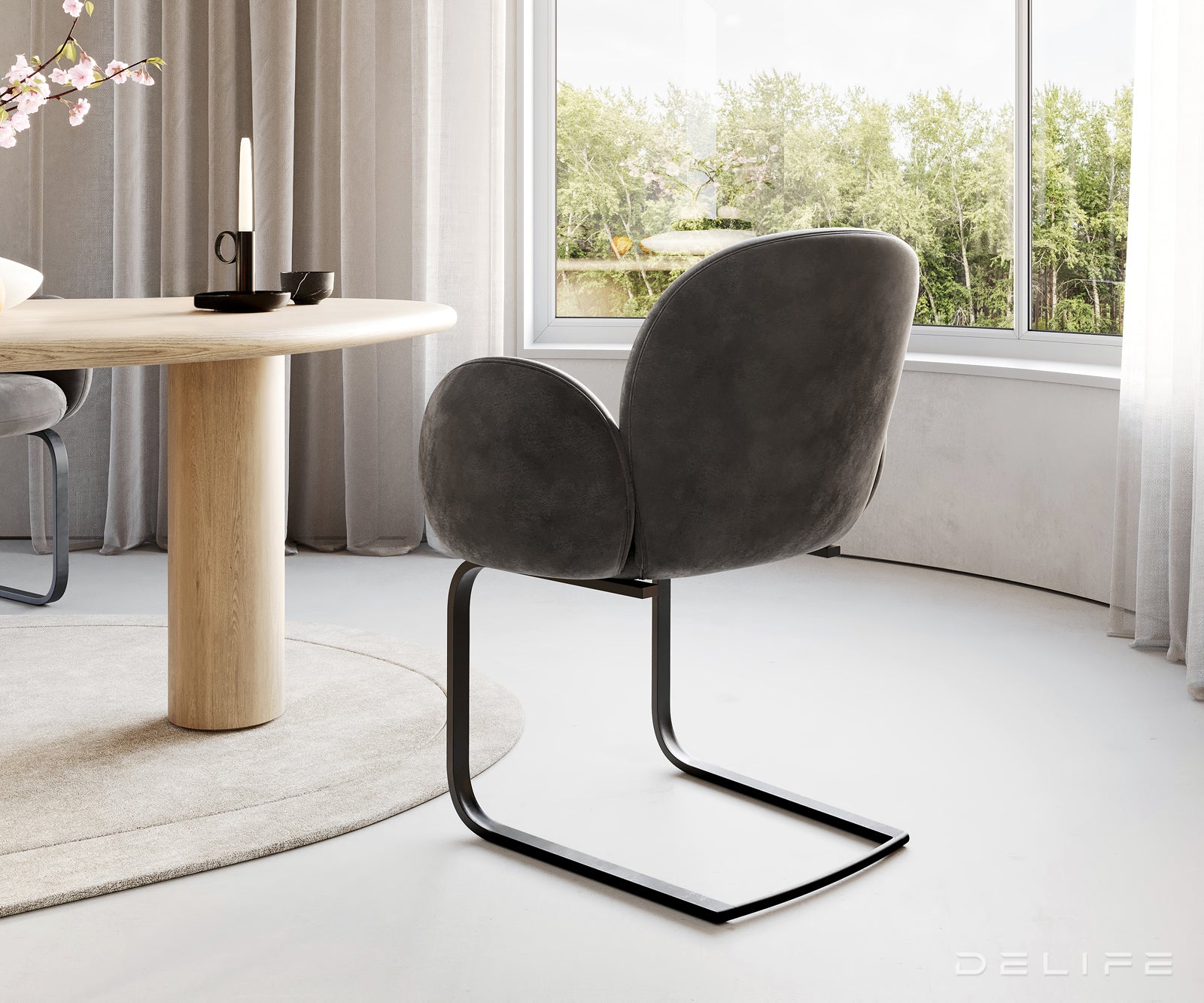 Blagovaonska stolica s rukonaslonom Nube, Materijal: Mikrofibra