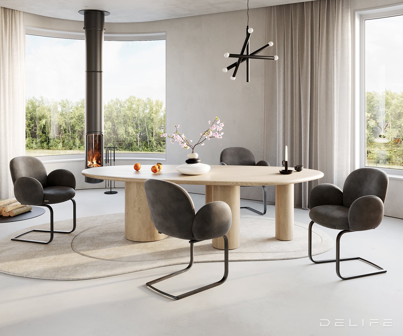 Blagovaonska stolica s rukonaslonom Nube, Materijal: Mikrofibra