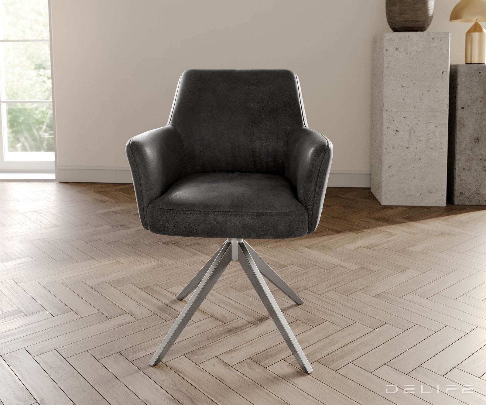 Blagovaonska stolica s rukonaslonom Xana, Materijal: mikrofibra