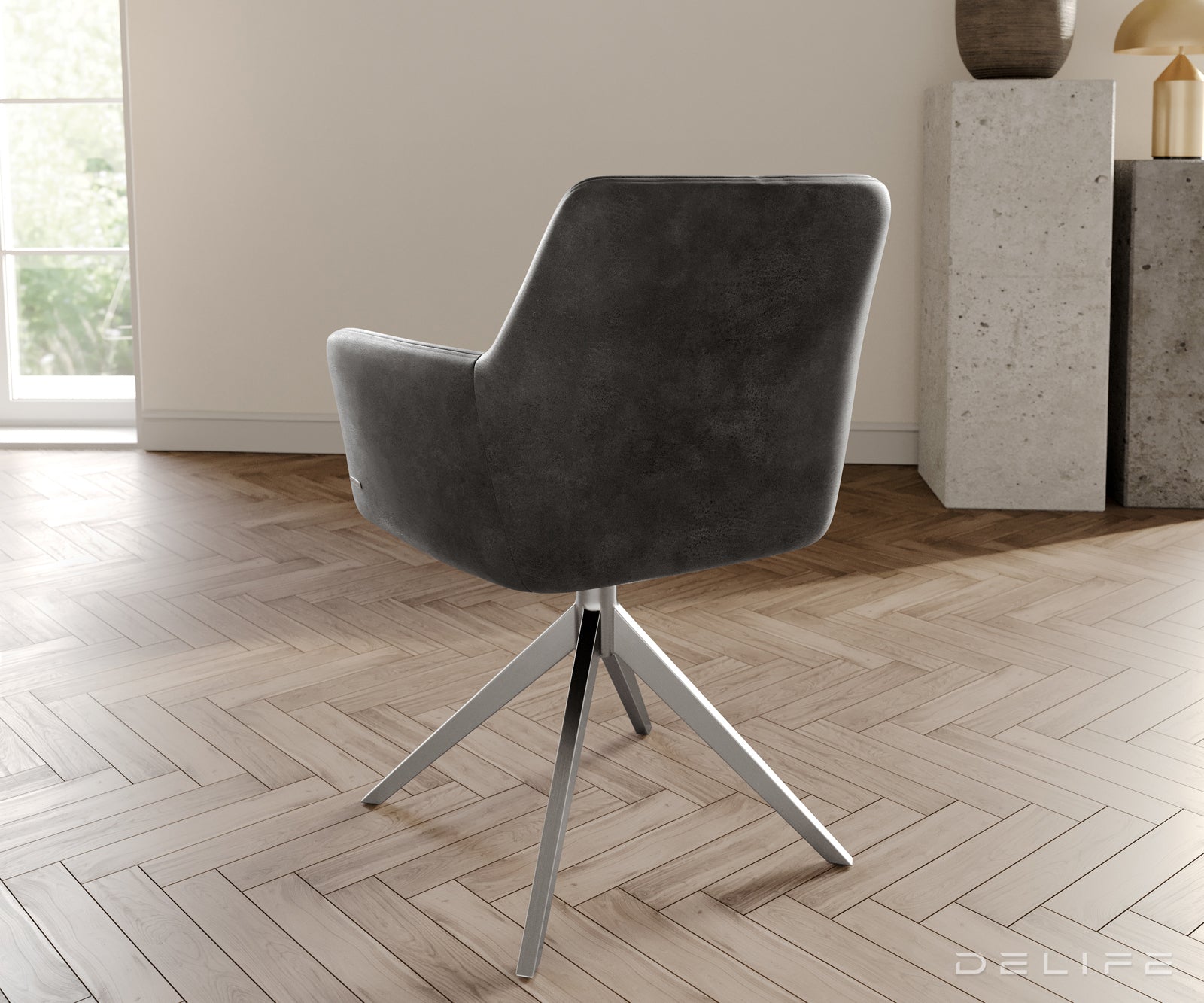 Blagovaonska stolica s rukonaslonom Xana, Materijal: mikrofibra