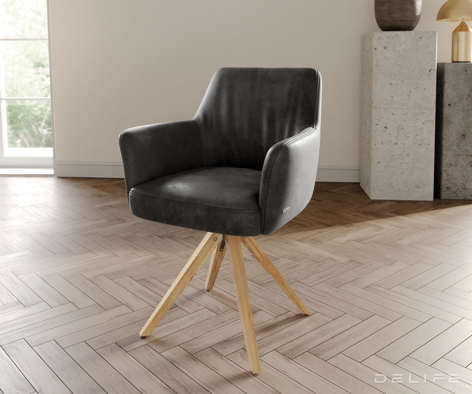 Blagovaonska stolica s rukonaslonom Xana, Materijal: mikrofibra