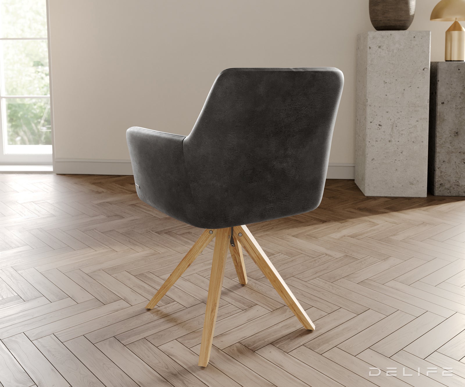 Blagovaonska stolica s rukonaslonom Xana, Materijal: mikrofibra