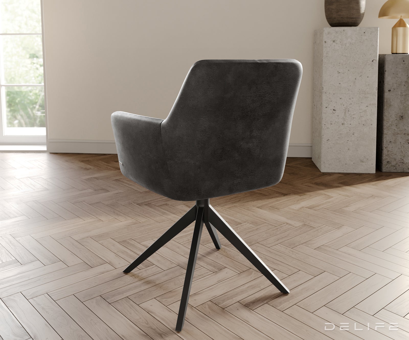 Blagovaonska stolica s rukonaslonom Xana, Materijal: mikrofibra