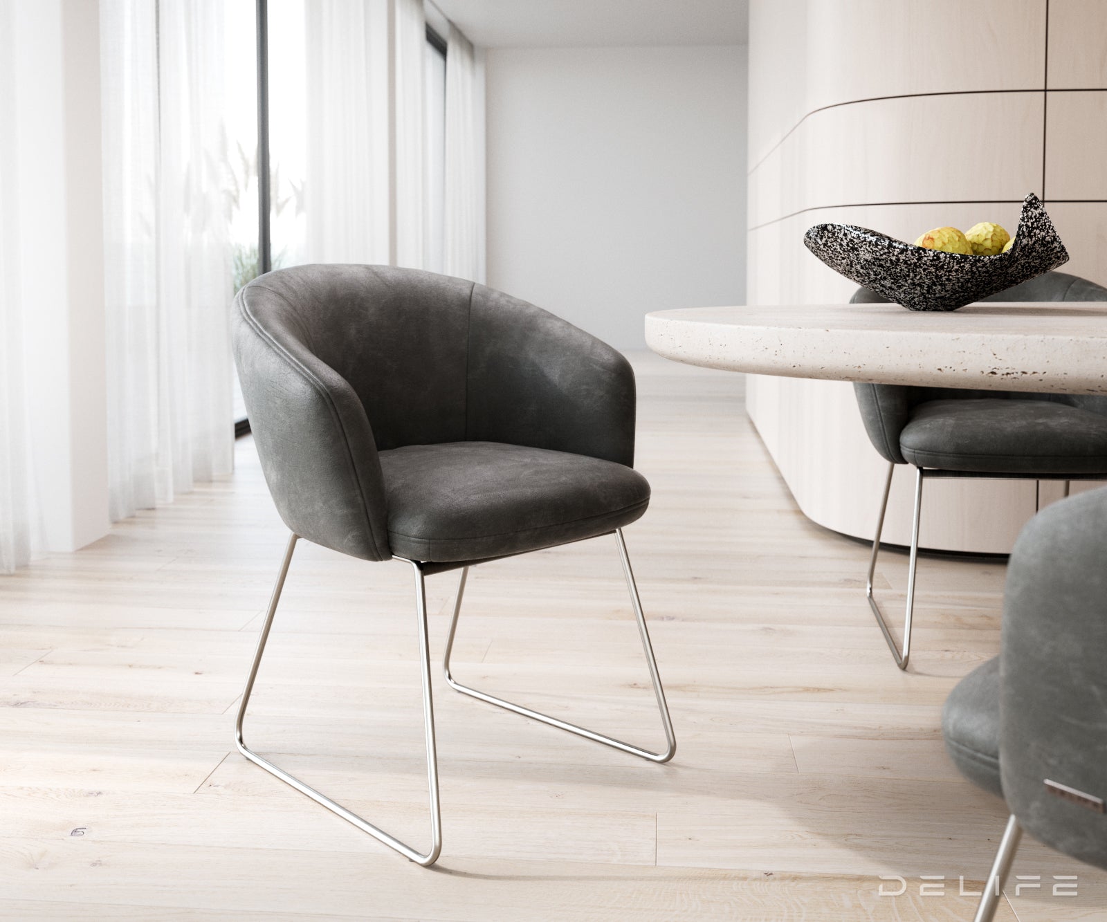 Blagovaonska stolica Caja, Materijal: mikrofibra