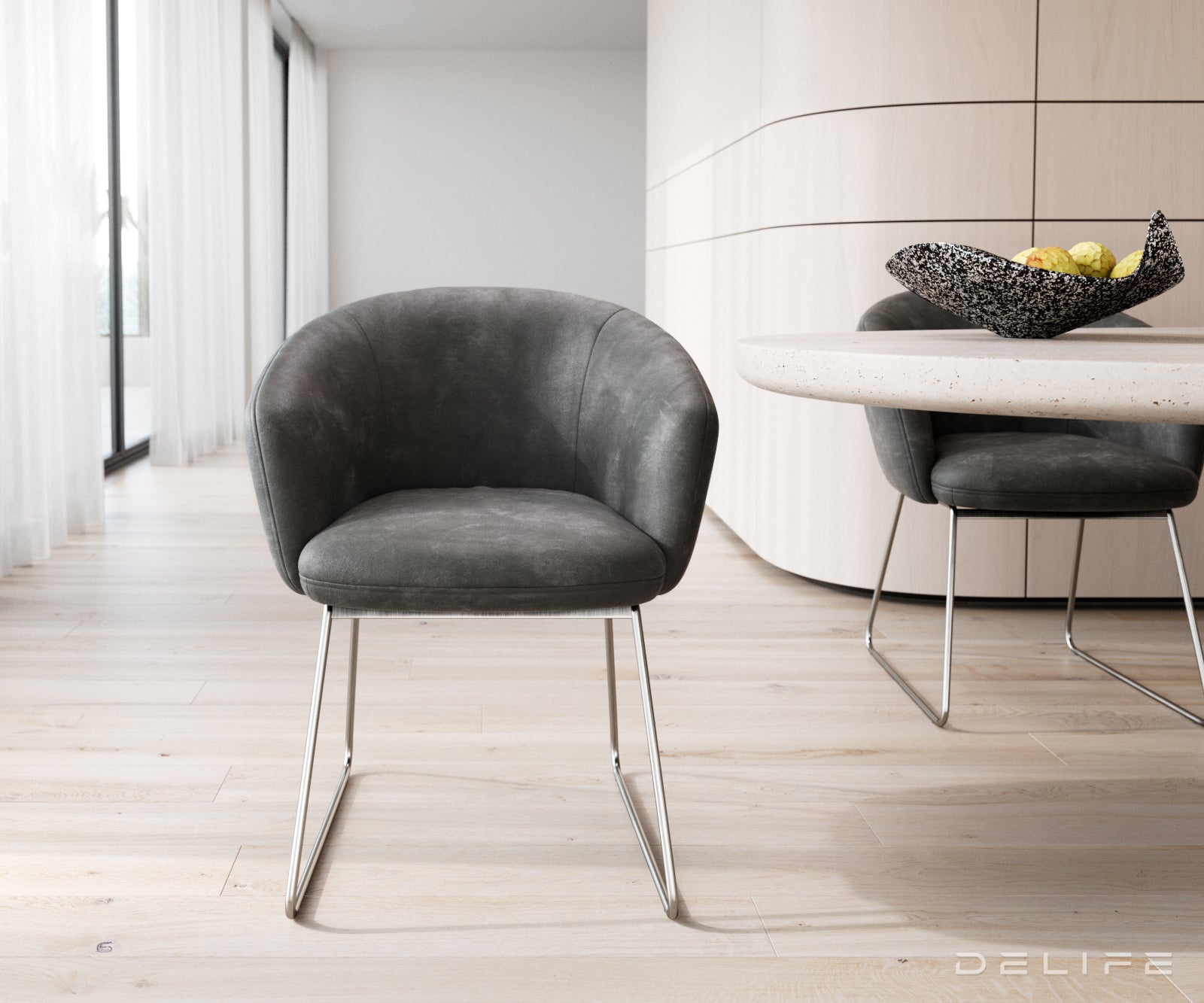 Blagovaonska stolica Caja, Materijal: mikrofibra