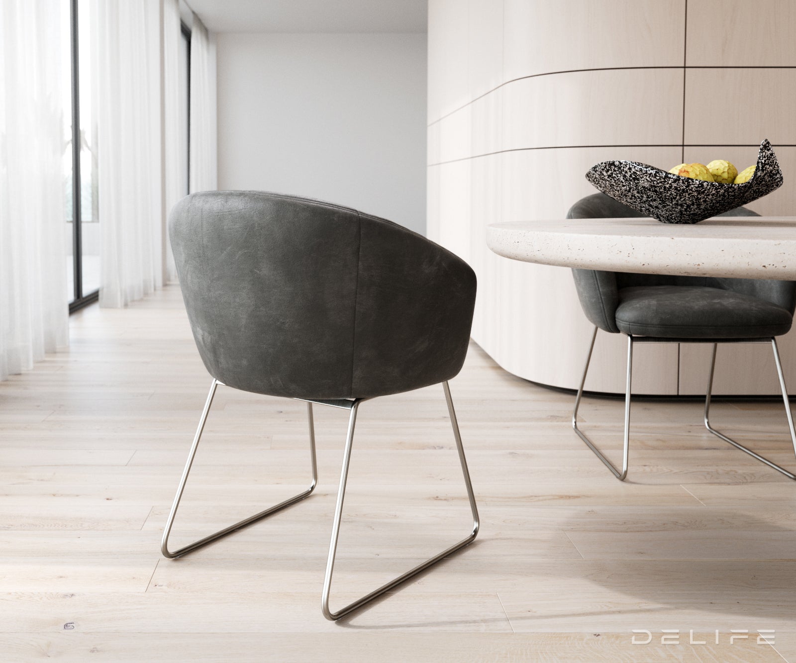 Blagovaonska stolica Caja, Materijal: mikrofibra