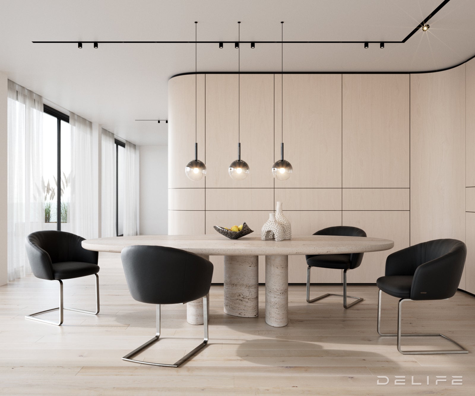 Blagovaonska stolica Caja, Materijal: Koža