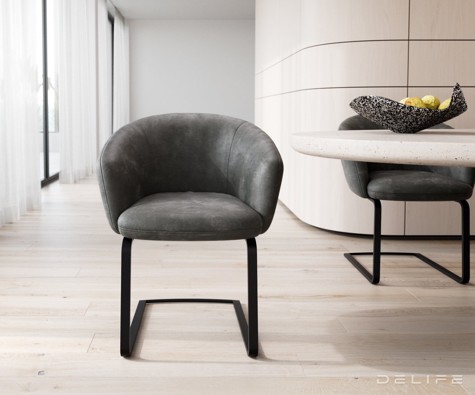 Blagovaonska stolica Caja, Materijal: mikrofibra