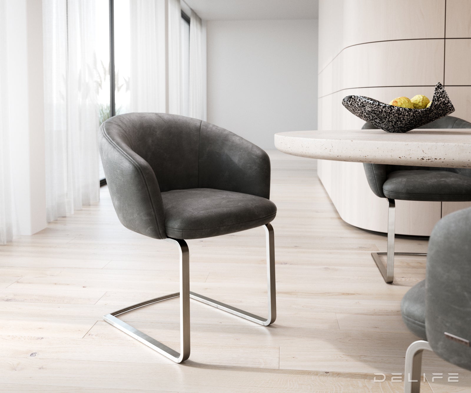 Blagovaonska stolica Caja, Materijal: mikrofibra