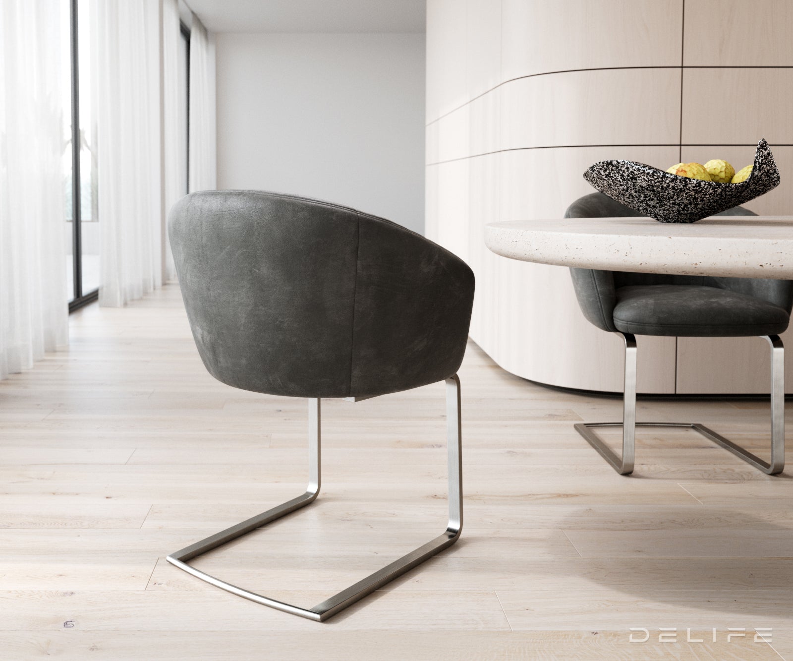 Blagovaonska stolica Caja, Materijal: mikrofibra