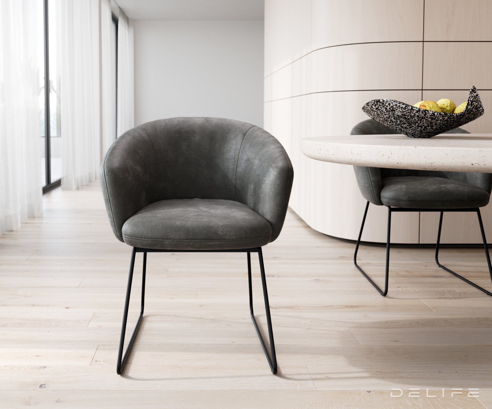 Blagovaonska stolica Caja, Materijal: mikrofibra