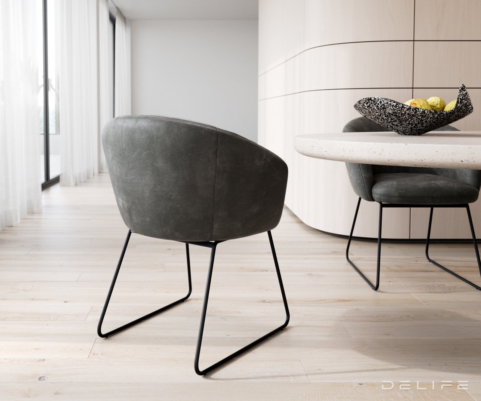 Blagovaonska stolica Caja, Materijal: mikrofibra