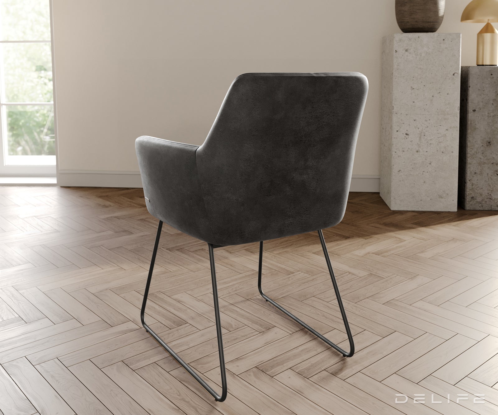 Blagovaonska stolica s rukonaslonom Xana, Materijal: mikrofibra