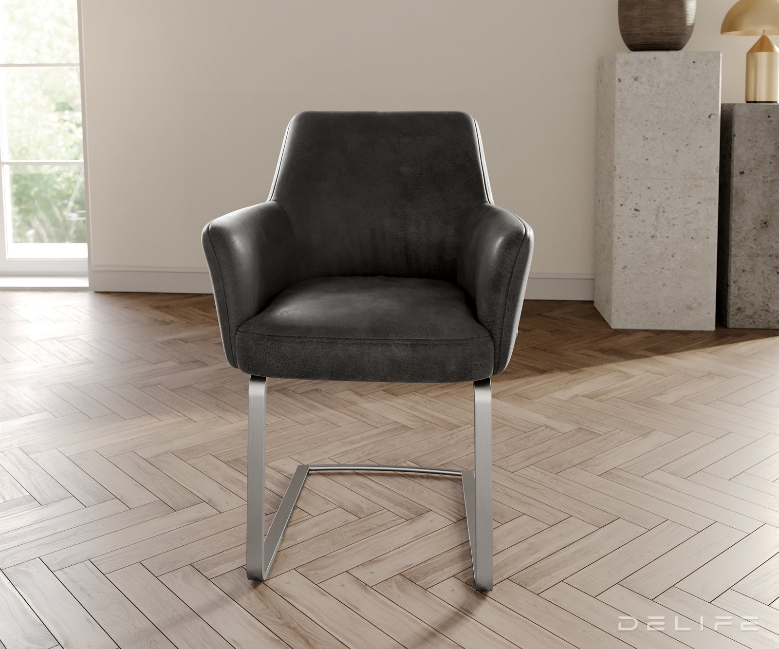 Blagovaonska stolica s rukonaslonom Xana, Materijal: mikrofibra