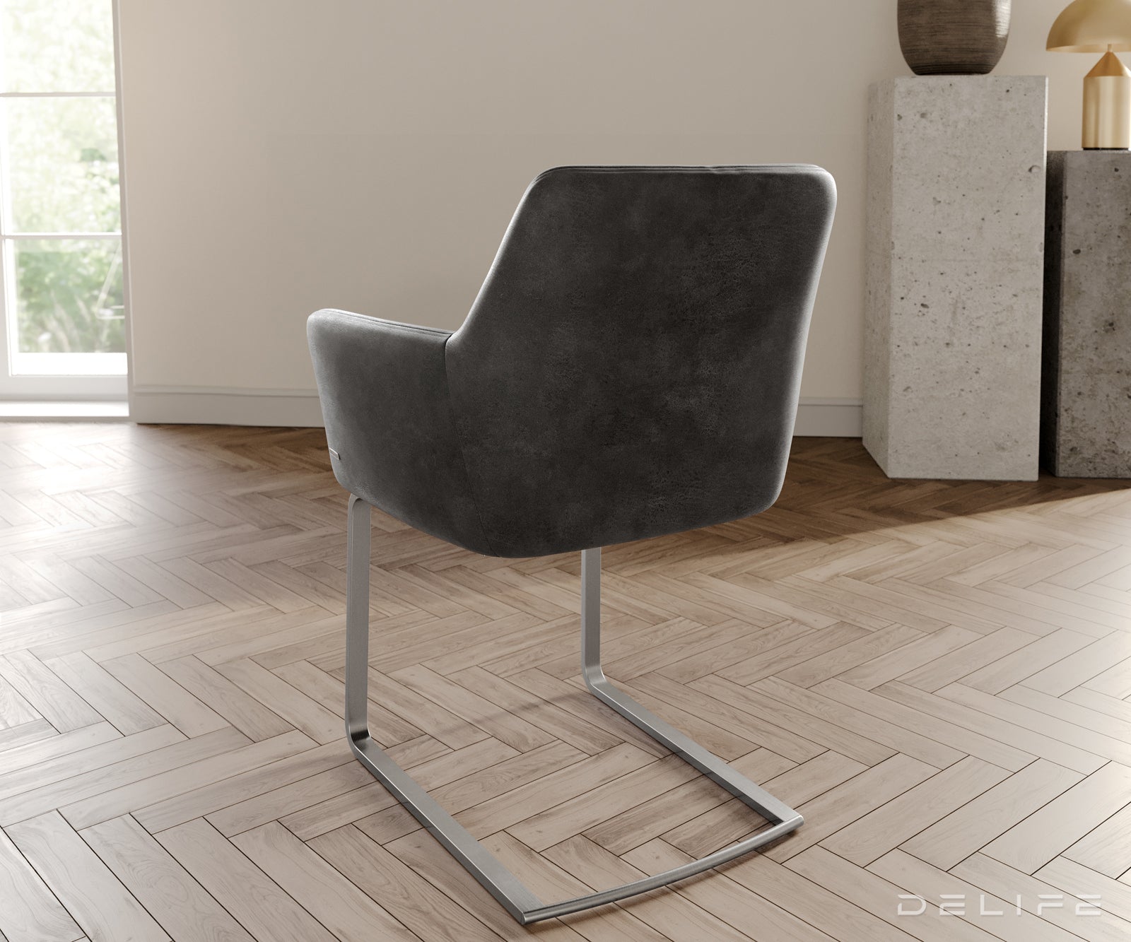 Blagovaonska stolica s rukonaslonom Xana, Materijal: mikrofibra