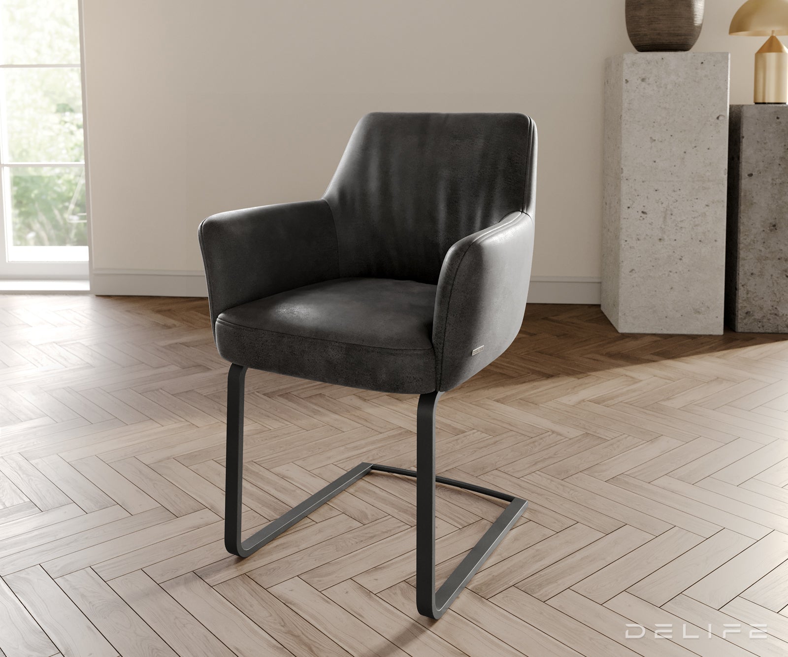 Blagovaonska stolica s rukonaslonom Xana, Materijal: mikrofibra