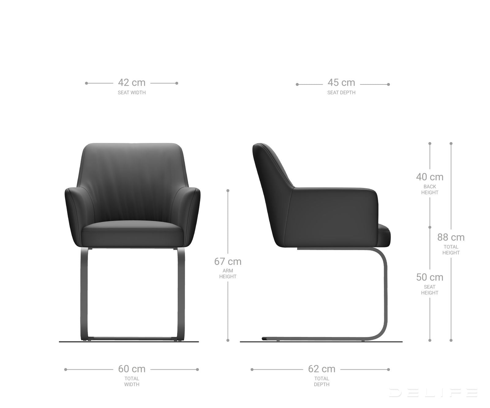 Blagovaonska stolica s rukonaslonom Xana, Materijal: Boucle