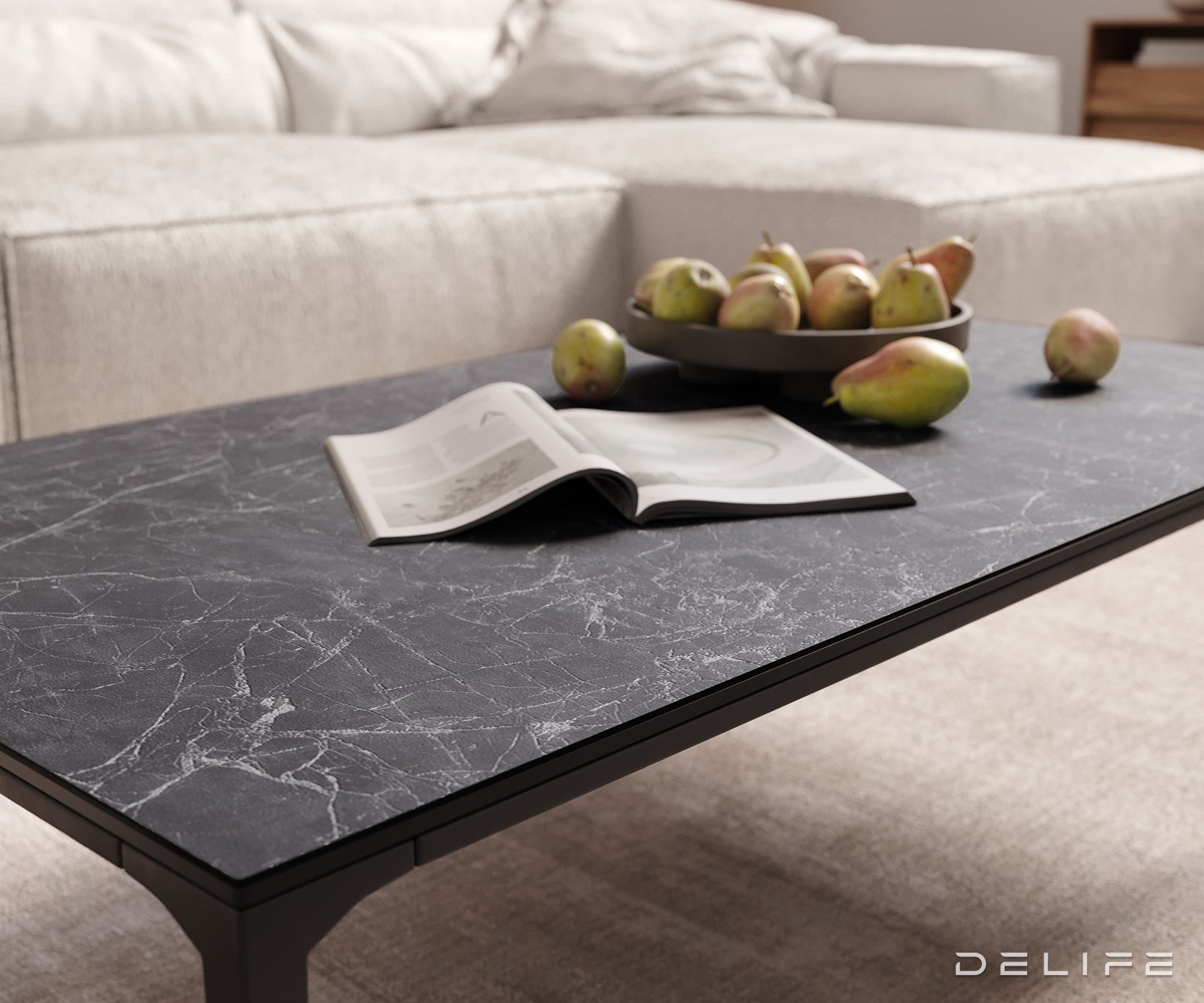 Klub stolić Levente 110x60cm, Materijal: Keramika Laminam Nero Greco