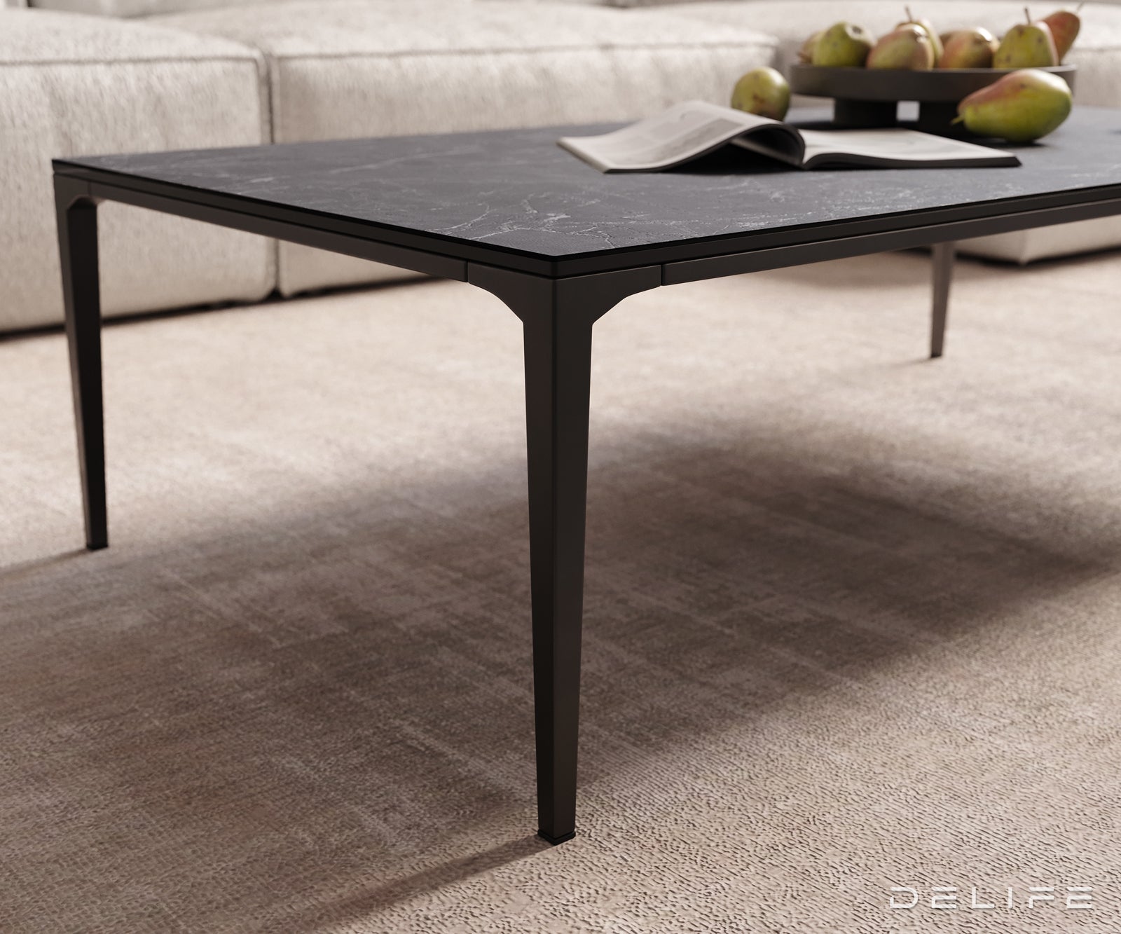 Klub stolić Levente 110x60cm, Materijal: Keramika Laminam Nero Greco